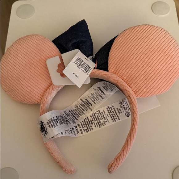 Disney Parks Pink Corduroy Denim Bow Minnie Mouse Ears Headband - Picture 2 of 5